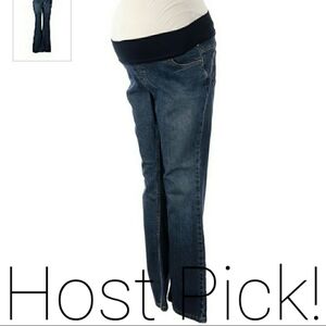 Liz Lange Maternity Women's 6 Flare Leg Blue Jeans Classic Casual Pregnancy EUC